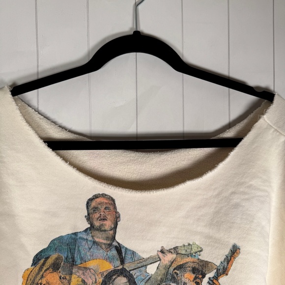 Zach Bryan Quittin Time Tour Custom Cut Cropped Sweatshirt Concert Festival L/XL - Picture 5 of 7